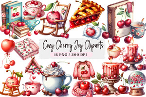 Cozy Cherry Joy Clipart, an Illustration by DreamArtGraphic
