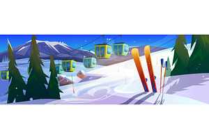 Winter Skiing Resort Landscape