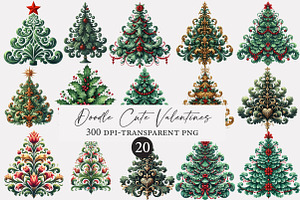 Christmas Tree Damask Clipart, an Illustration by Designworld