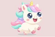 Kawaii Baby Unicorn Running Cartoon, an Animal Illustration by Artpon Illustration (Thumbnail 2 of 3)