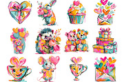 Whimsical Valentine Day Clipart, an Illustration by Designking (Thumbnail 3 of 5)