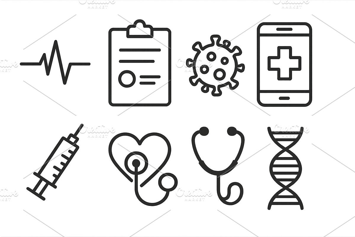 Health and medical icons, a Healthcare Illustration by ZinetroN