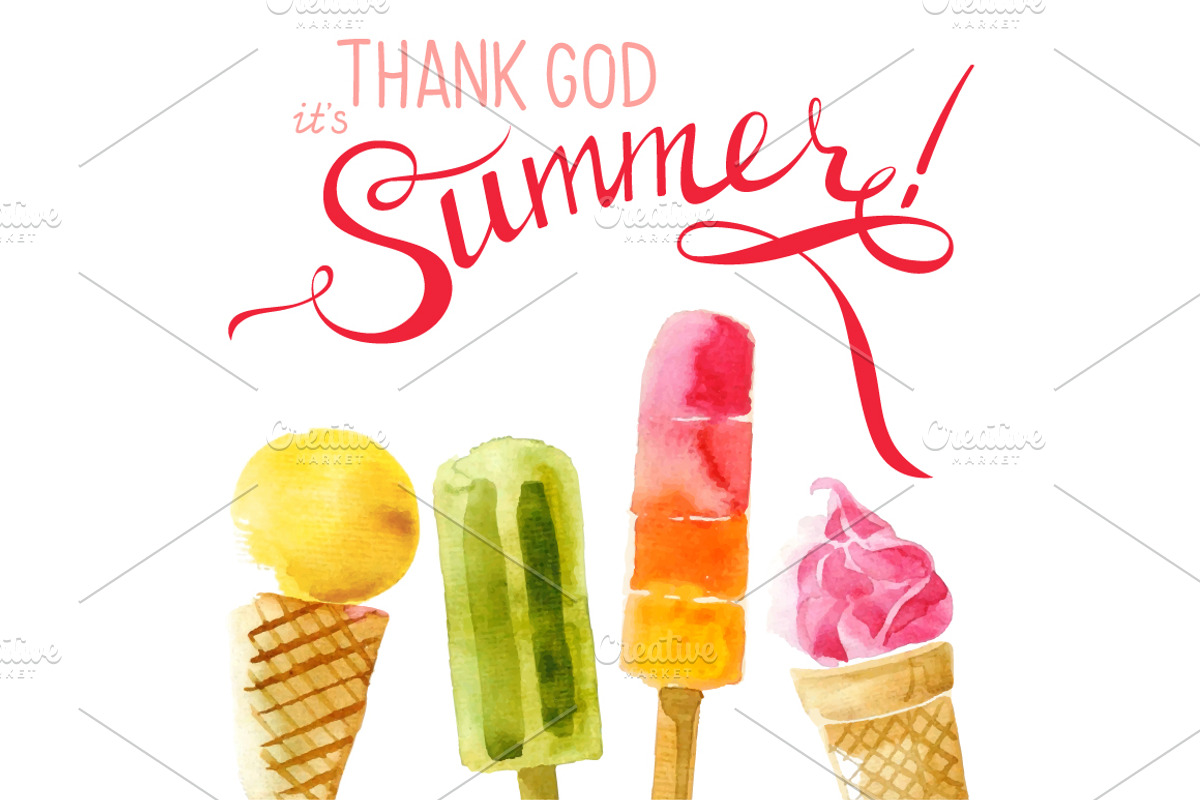 Ice cream watercolors, a Pattern Graphic by handsketched (Photo 2 of 6)