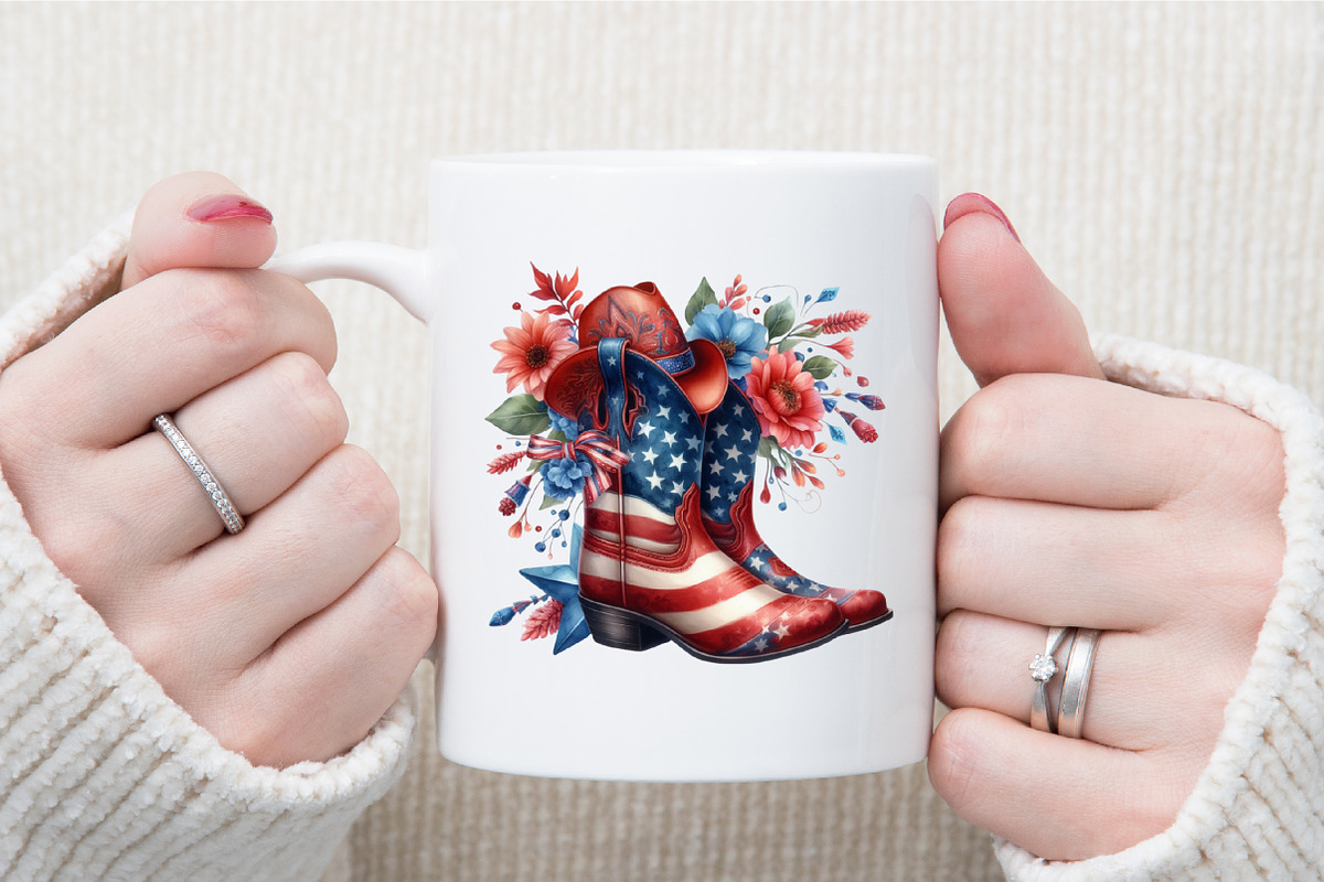 Watercolor 4th of July Cowboy Boot C, an Illustration by Sublimation Artist (Photo 5 of 6)