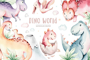 Dino world! Cute dinosaur set