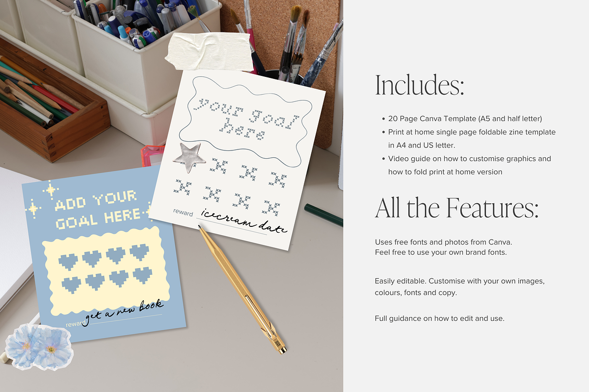 Goal Habit Tracking Punch Cards, a Card Template by Tabitha Emma (Photo 3 of 6)
