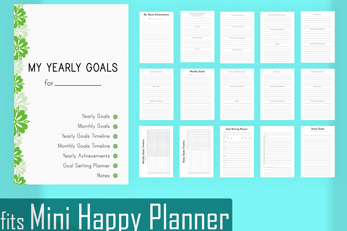 Goals Planner for Mini Happy PDF, a Stationery Template by EasyLifePlanners (Photo 2 of 7)