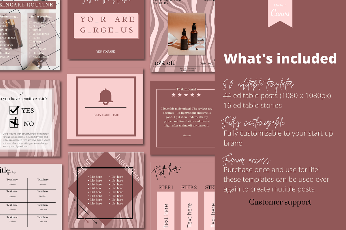 60 TREND SKINCARE INSTAGRAM TEMPLATE, a Social Media Template by LemonNguyen (Photo 2 of 6)