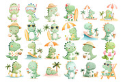 Beach Dino Watercolor Clipart PNG, a Seasonal Illustration by Nicolle's Colorful Art (Thumbnail 2 of 4)
