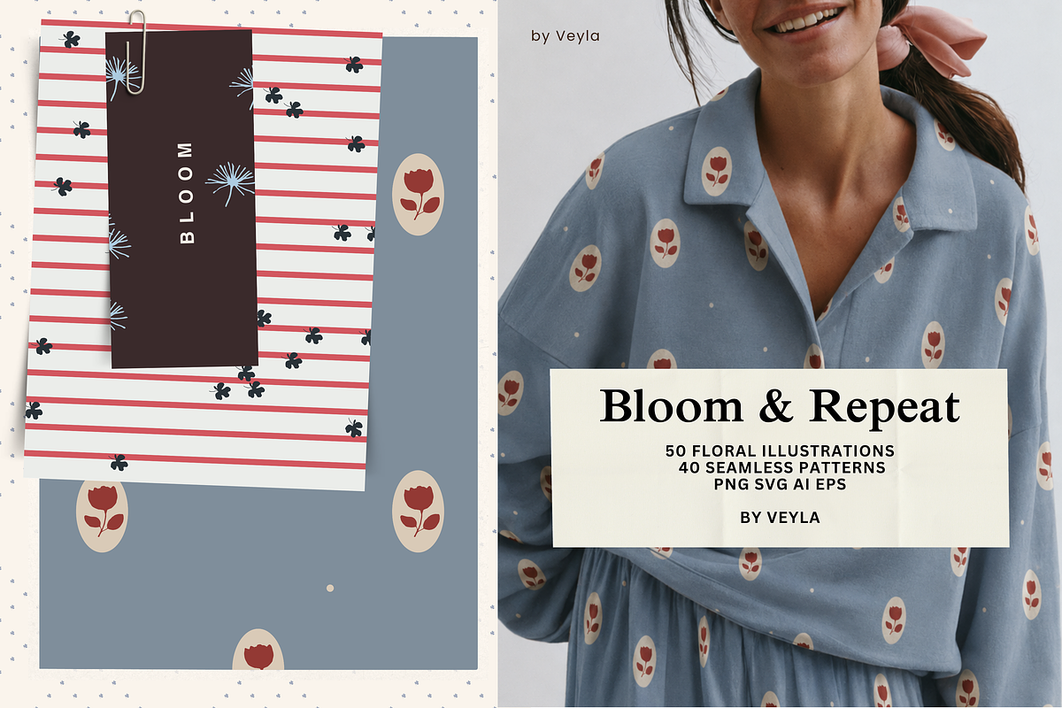 Bloom: Patterns & Illustrations, a Pattern Graphic by Veyla (Photo 1 of 23)
