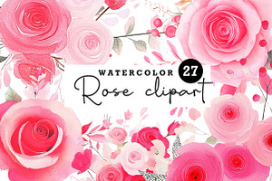 Rose Clipart Bundle Blush Flower, an Illustration by CreationArt