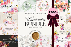 Watercolor Floral BUNDLE handpainted