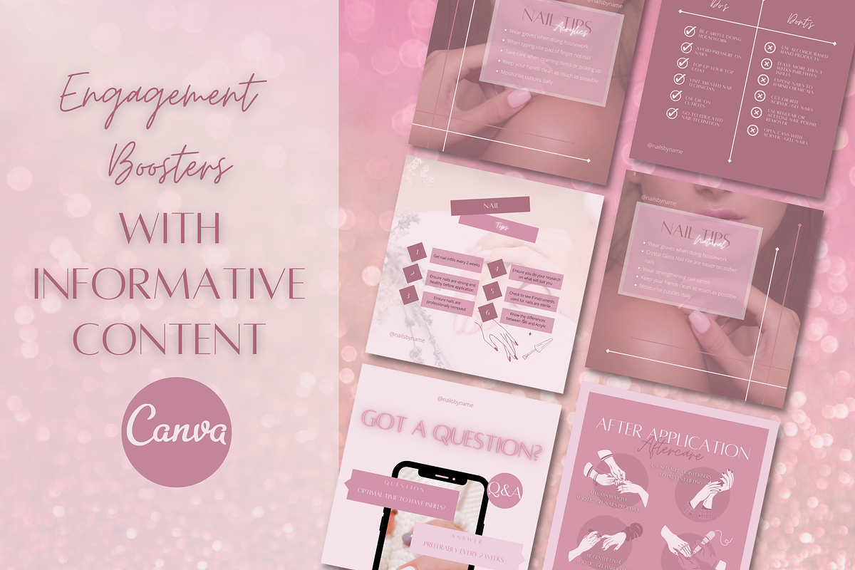 Pink Nail Instagram Template Bundle, a Social Media Template by Faytemplates (Photo 6 of 10)