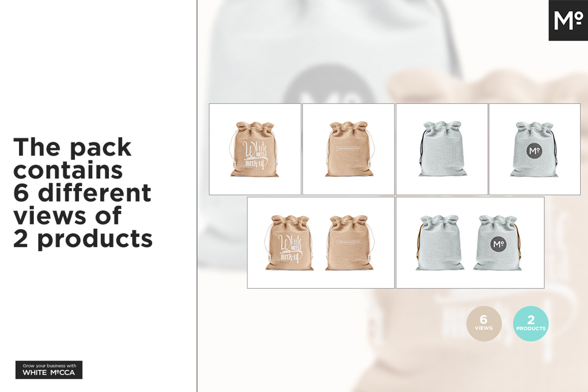 Drawstring / Burlap Jute Bag Mock-up, a Packaging Mockup by Mocca Mockups Store (Photo 2 of 11)