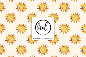 Boho Sun Seamless Pattern, a Pattern Graphic by OwlAndFern