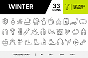 Winter Editable Outline Icon Pack, an Object Graphic by VIVAT Design Studio (Thumbnail 1 of 6)