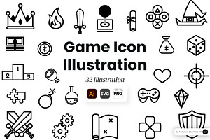 Game Icon Illustration Set – Outline, an Object Graphic by SLAB! Design