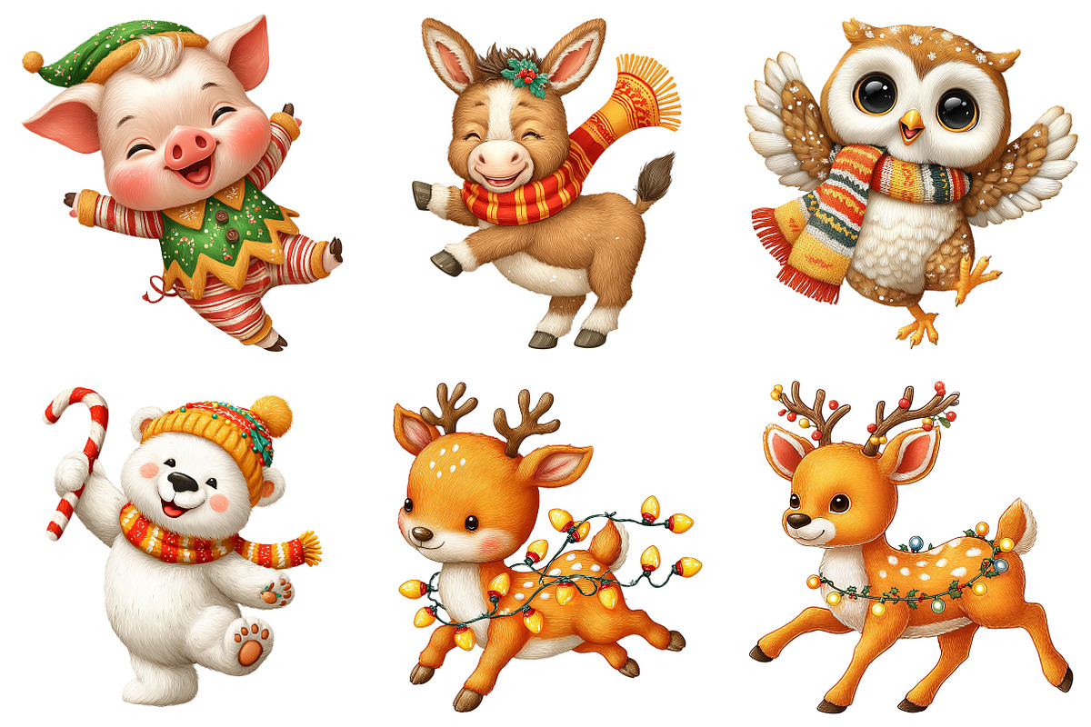 Dancing Animals Christmas Watercolor, an Illustration by Craft Nest (Photo 8 of 11)