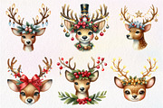 Reindeer Face Christmas Clipart, an Illustration by Dream Creation (Thumbnail 5 of 7)