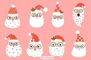 Hipster Santa Face With Glasses