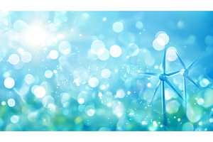 Wind turbine with bright bokeh, a Nature Photo by Lermont51