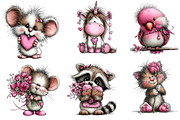 Valentine Whimsical Animals Clipart, an Illustration by Dream Creation (Thumbnail 6 of 8)