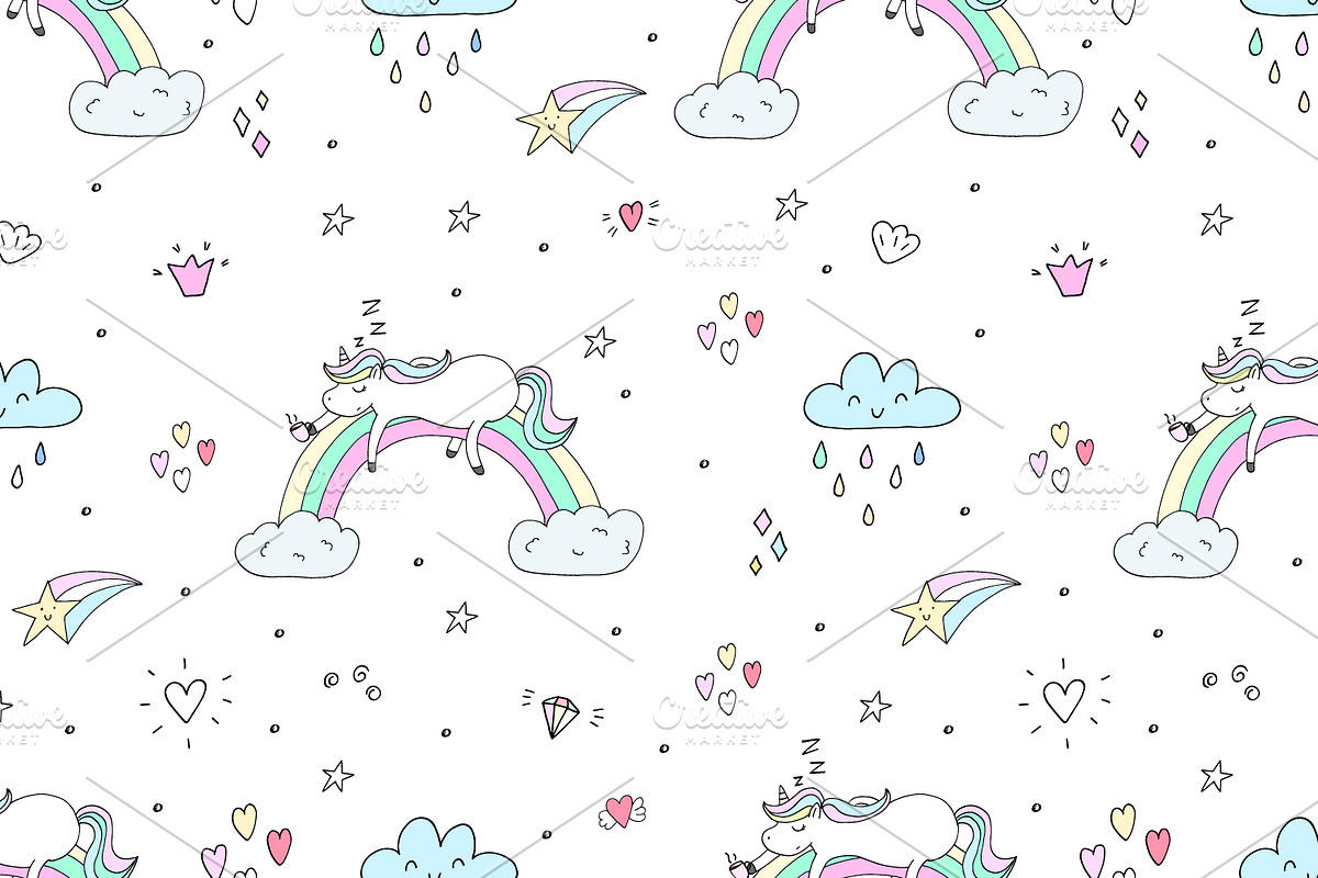 Cute unicorns patterns collection., a Pattern Graphic by Irene_Boiko_ART (Photo 3 of 22)