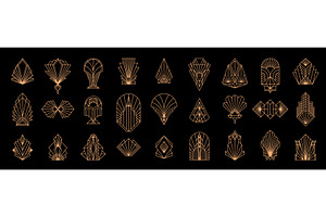 Art deco gold borders, frames, a Decorative Illustration by Vector Tradition