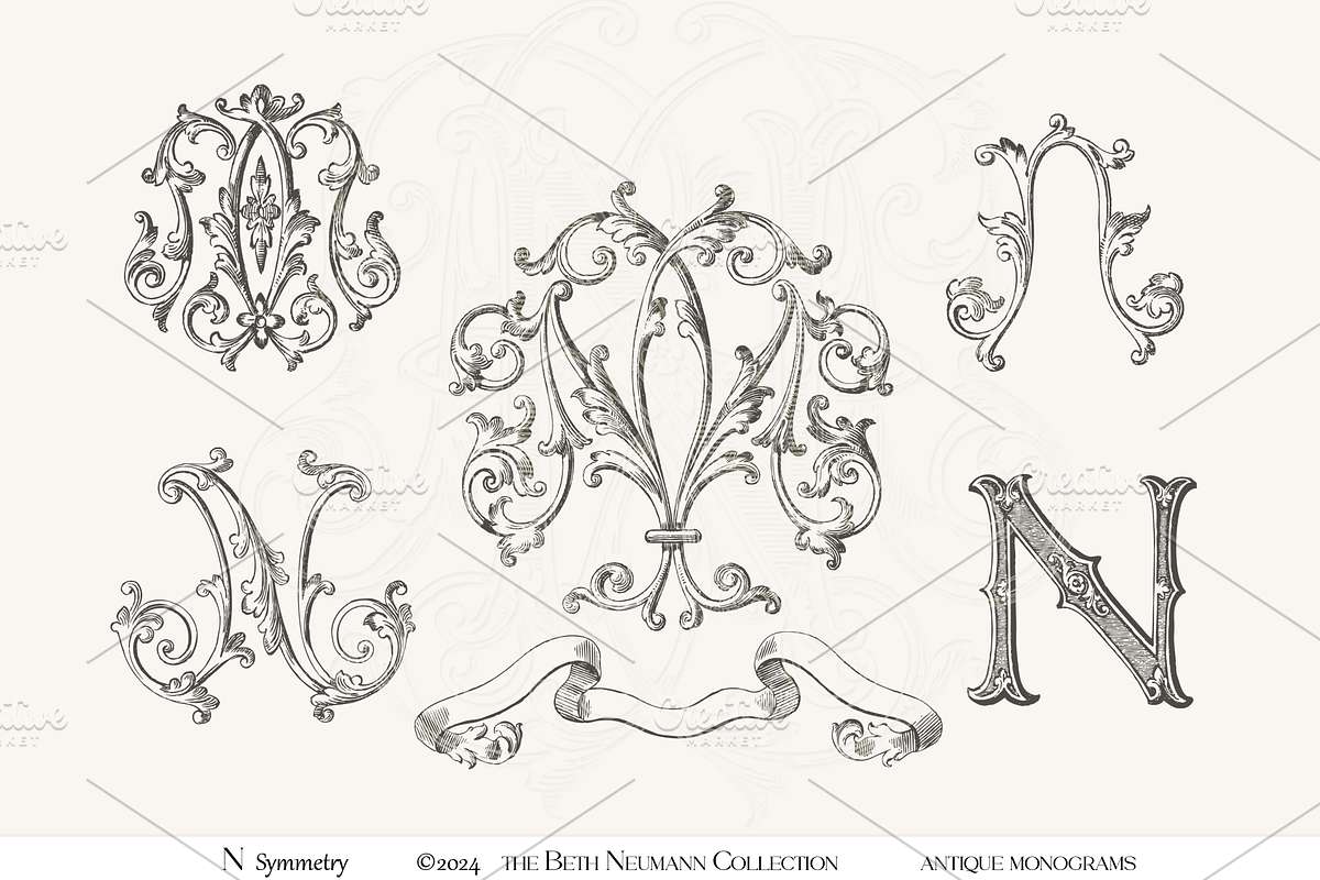 Antique Vintage Monogram Initial N, an Object Graphic by Antique Monograms (Photo 1 of 4)