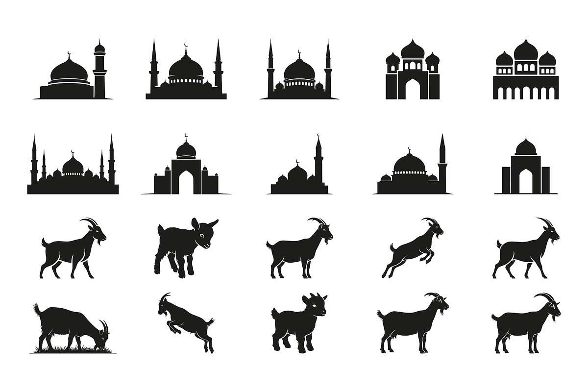 Mosque & Goat Islamic Vector Icons, a Solid Icon by zahidhossainalif (Photo 2 of 2)