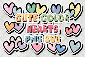 Cute Pastel Hearts PNG & SVG