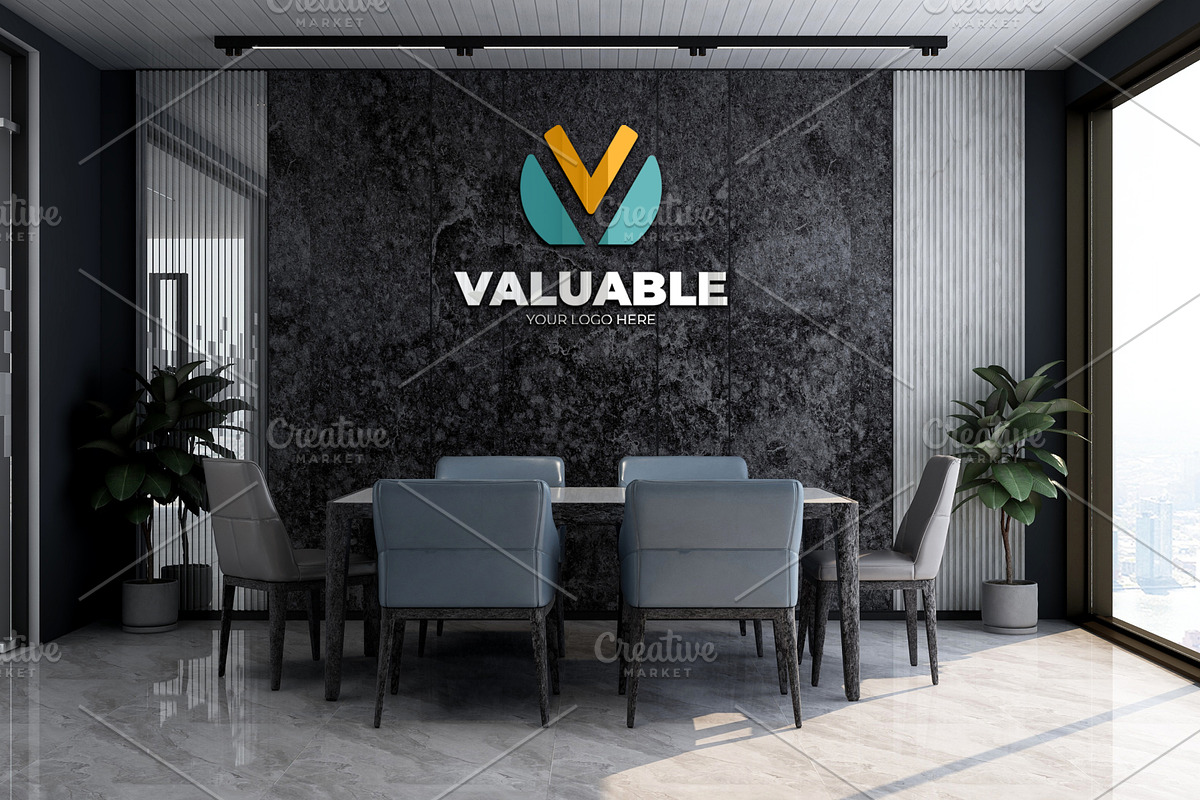 PSD Office Scene Modern Wall Mockup, a Product Mockup by Ayy (Photo 17 of 17)