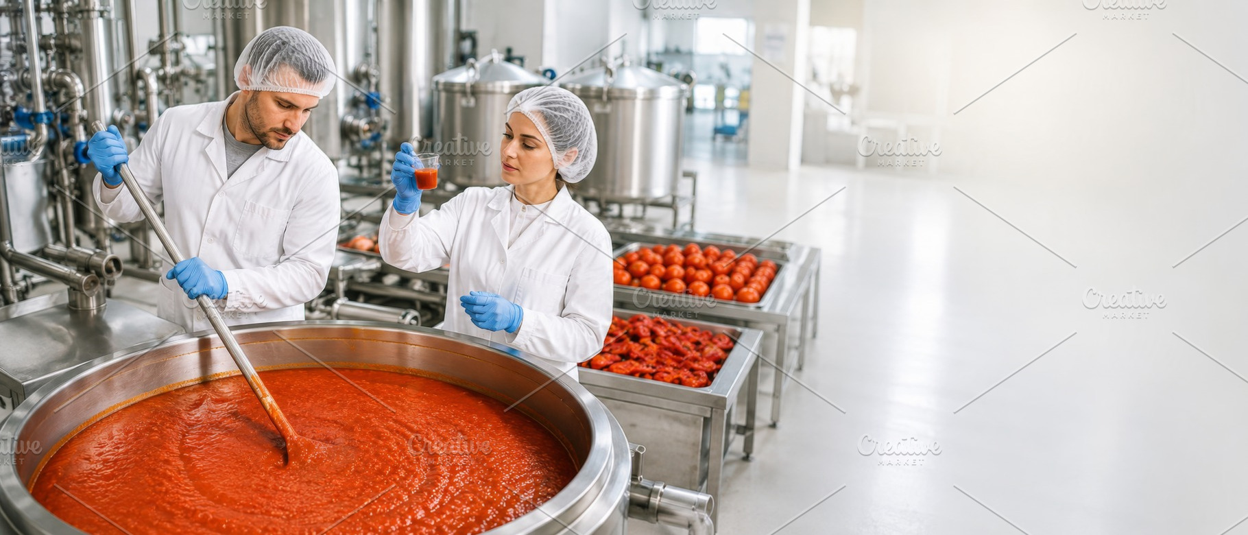 Food processing in industrial settin, a Photo by Dvoevnore photos