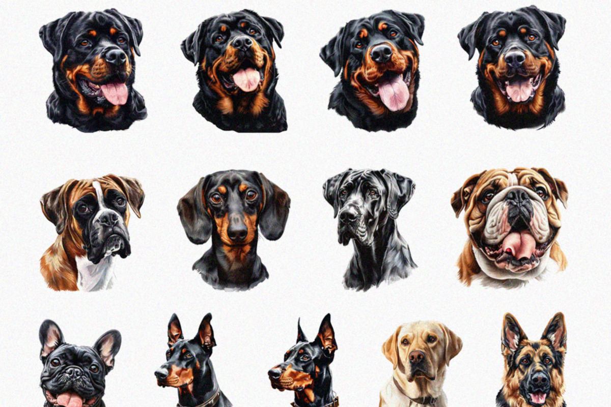 Watercolor Puppy Clipart Set (PNG), an Animal Illustration by DesignBTF (Photo 3 of 4)