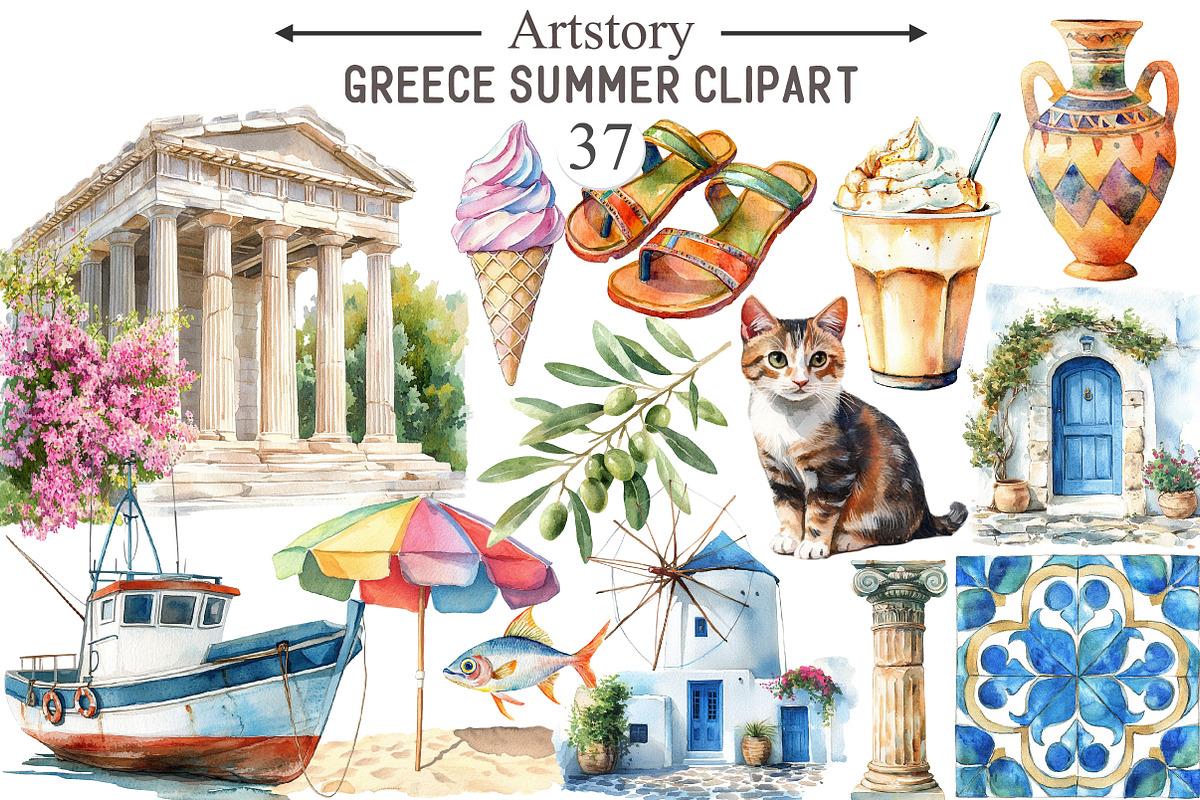 Greece Summer Clipart, an Illustration by designcity5 (Photo 1 of 5)