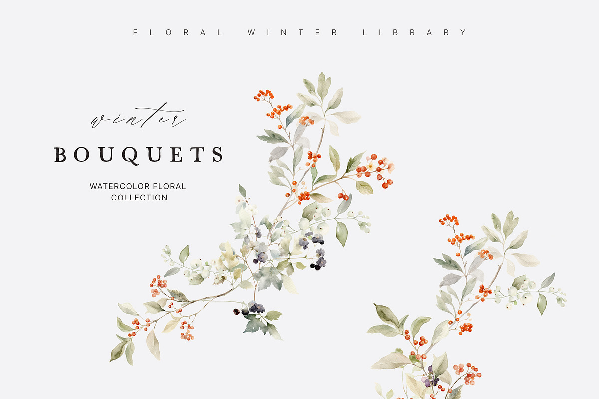 FLORAL WINTER BOX Watercolor Bundle, a Seasonal Illustration by Muse Artist (Photo 38 of 95)