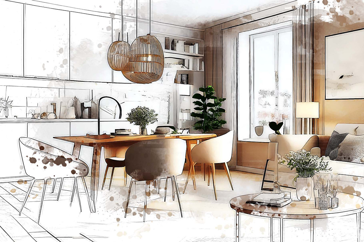 Interior Watercolor Painting, an Action Add-On by MRI STUDIO (Photo 2 of 11)