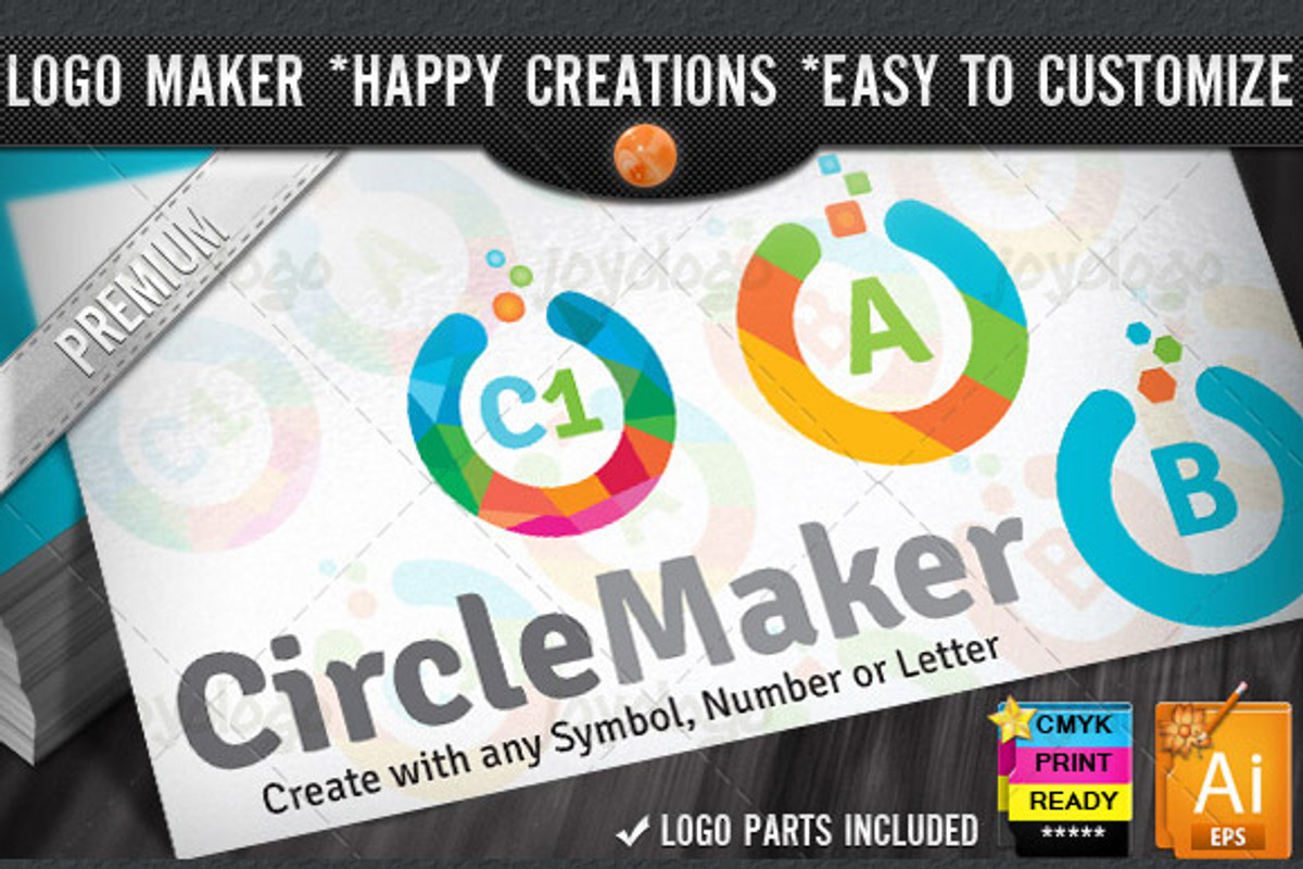 Colorful Flat Circle Logo Maker Set, a Branding & Logo Template by joyologo (Photo 1 of 3)