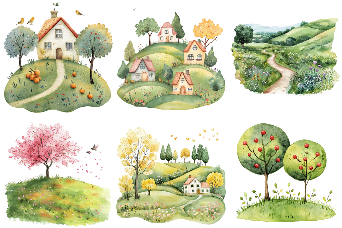 Spring Garden Pretty Clipart, an Illustration by DreamCafeArt (Photo 5 of 8)