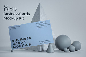 3D Geometric Business Card Mock-ups