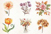 Watercolor Fall Flower Clipart, an Illustration by Libby Wishes (Thumbnail 2 of 7)