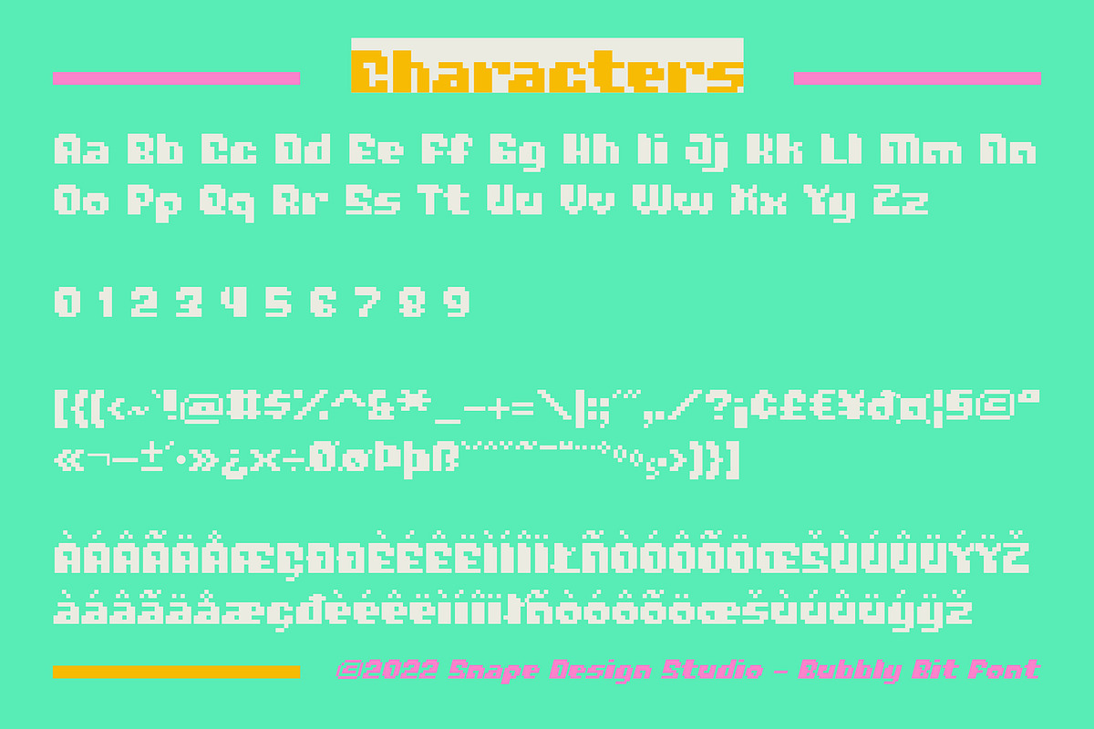 Bubbly Bit - Pixel Font, a Font by Snape Design Studio (Photo 2 of 5)