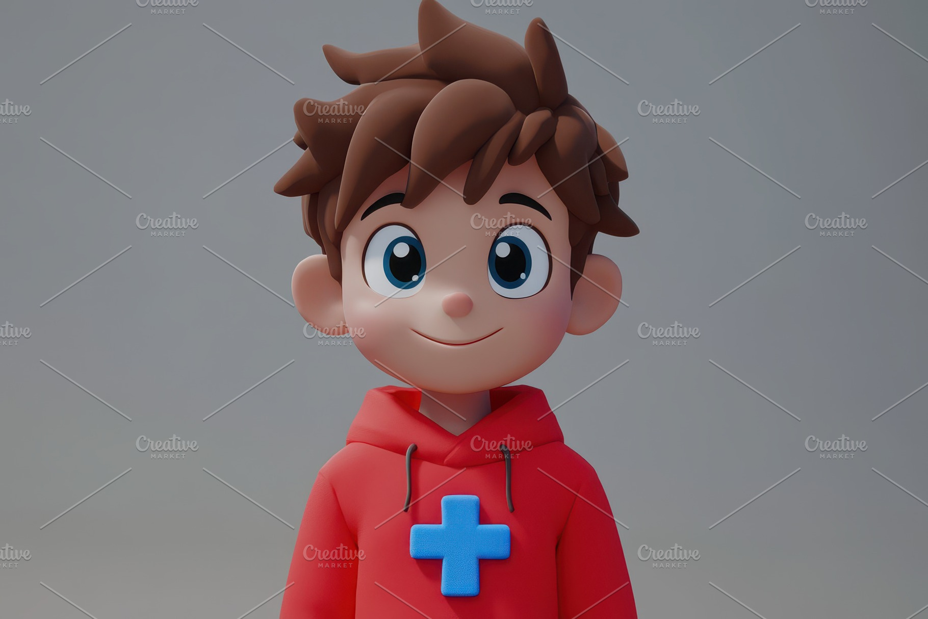 Cartoon boy with red hoodie, a Photo by Pavel_design