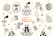 Cheers party celebration vector set, an Object Illustration by yabluko_draws (Thumbnail 4 of 5)