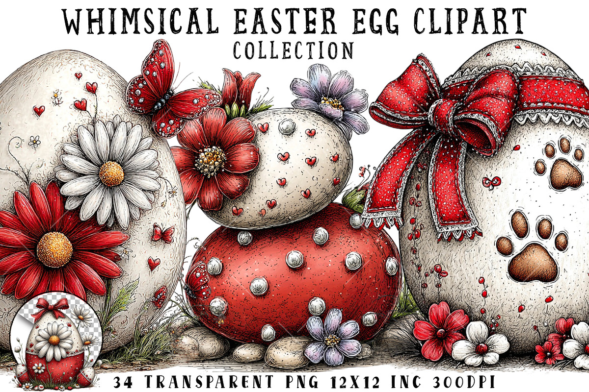 Whimsical Easter Egg Clipart, an Illustration by OK Design (Photo 1 of 6)