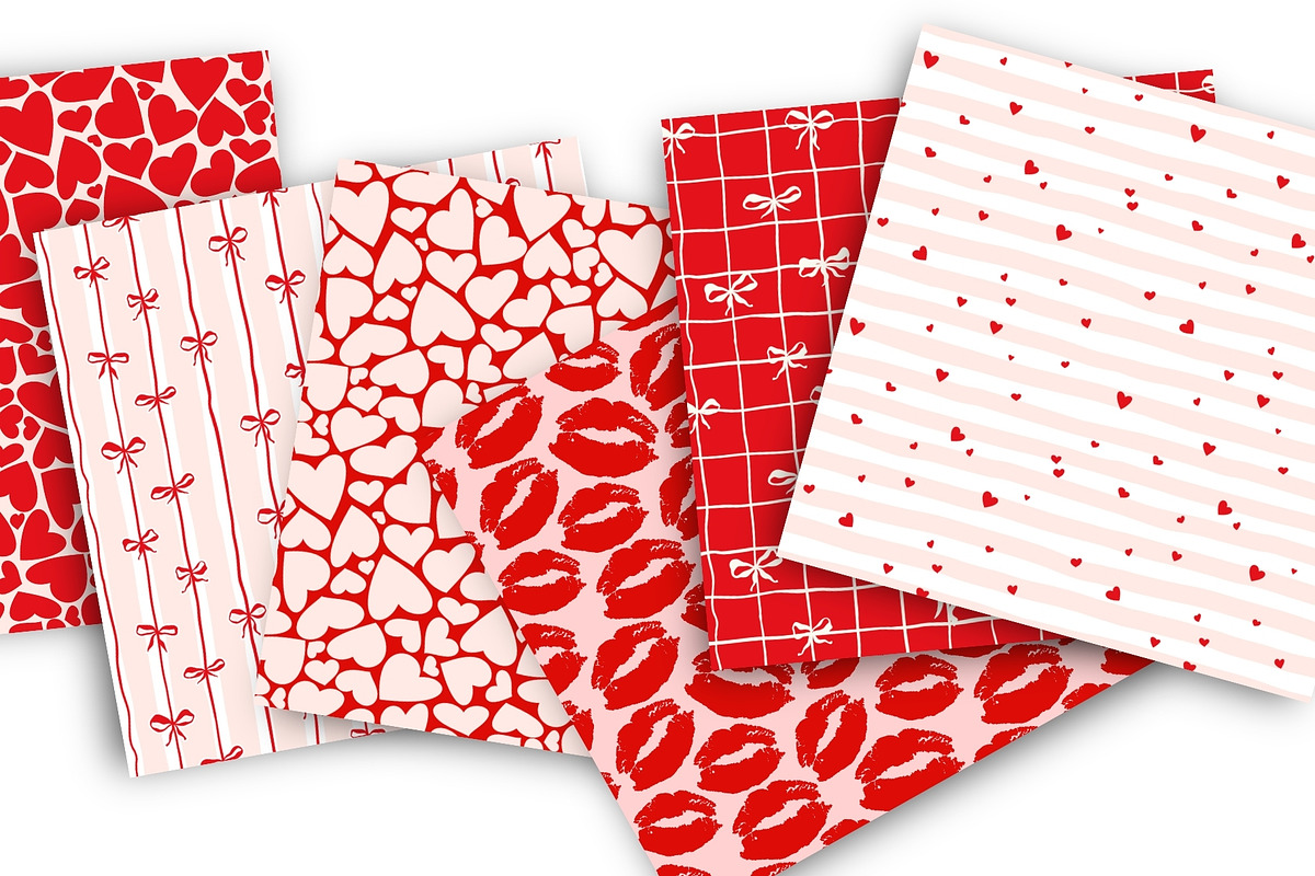 Red Hearts Valentines Day Papers, a Pattern Graphic by ilonitta (Photo 2 of 10)