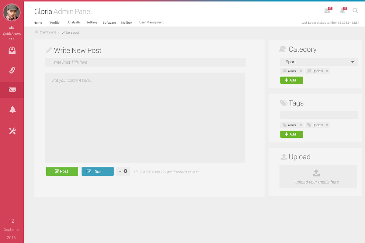 Gloria Admin Panel, a Bootstrap Template by Radian (Photo 4 of 5)
