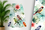 Colorful Watercolor Birds Seamless, a Pattern Graphic by Sharon Schwalbe (Thumbnail 2 of 6)