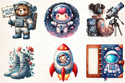 Watercolor Cute Astronaut Clipart, an Illustration by DreamCafeArt (Thumbnail 4 of 7)