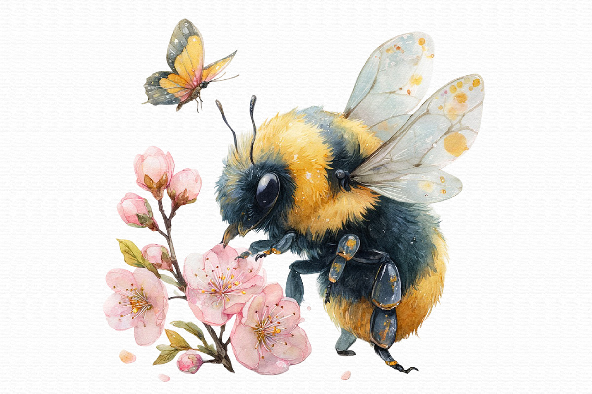 Whimsical Spring Bee Clipart, an Illustration by Libby Wishes (Photo 4 of 6)